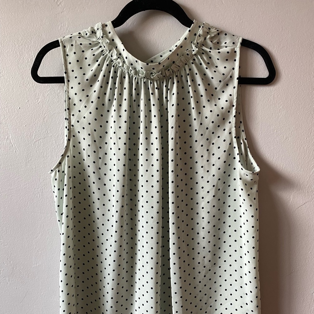 Ann Taylor Dot Ruffle Tie Back Shell